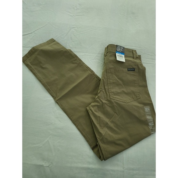 Columbia Rapid Rivers Pants Men 30x34 Khaki Regular Fit Stretch New - Picture 1 of 14
